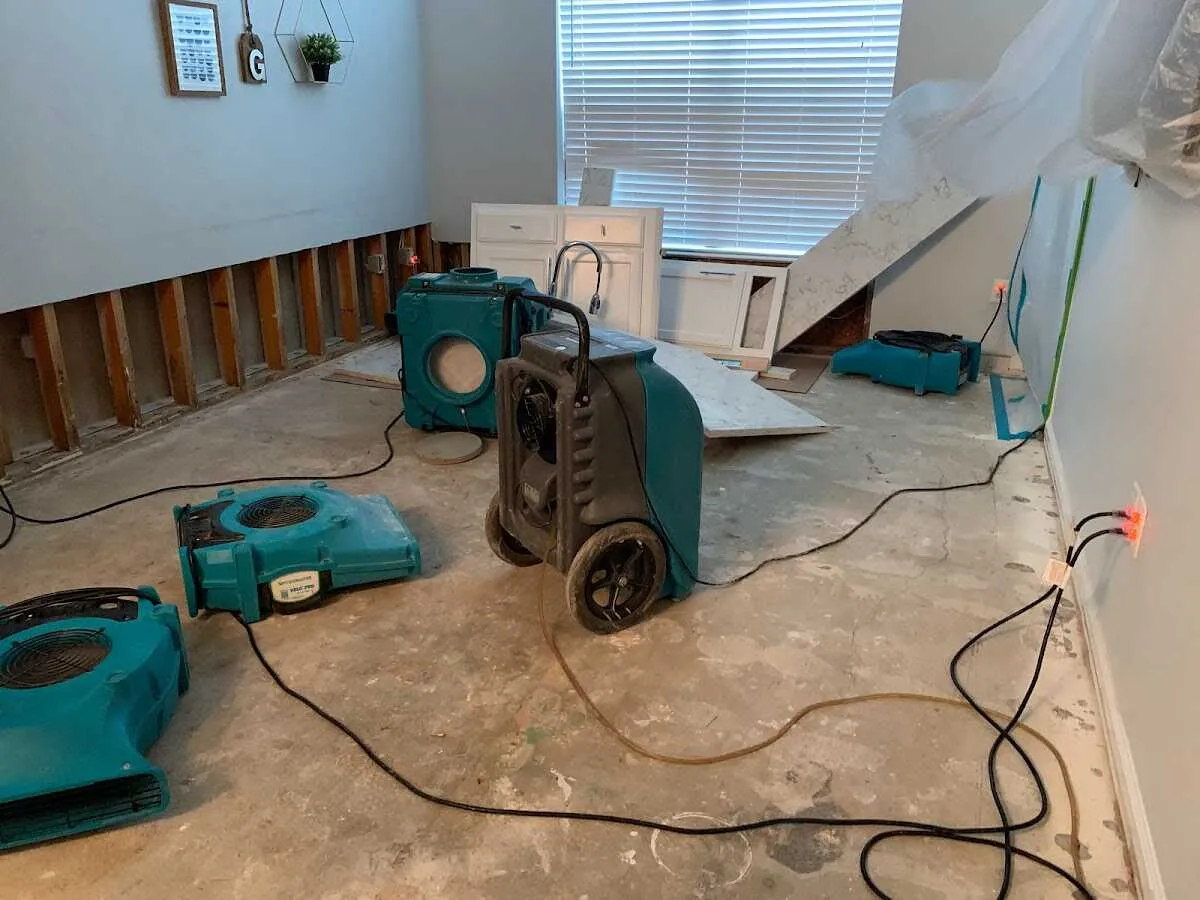 Dehumidifier in flood-cut room for Water Damage Restoration in Ashland City